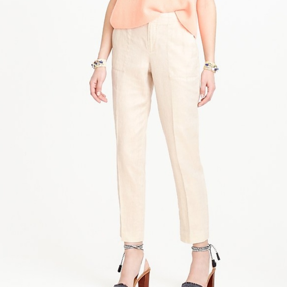 J. Crew Linen Garden Pant in Metallic Foil Size 4